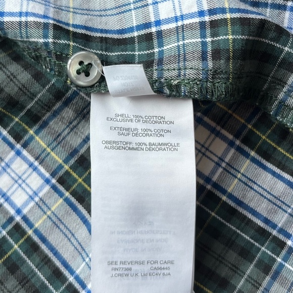 J.Crew Blue Green Tartan Plaid Button Down Top Size Large Ruffled Beaded Blouse - Picture 14 of 14